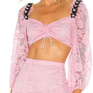 For Love and Lemons Lafayette Pink Crop Top